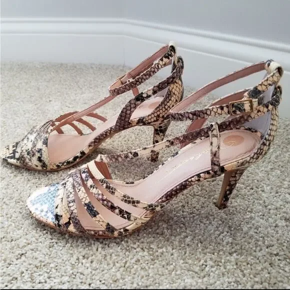 Hal Rubenstein all leather snake print strappy heels (9) - Picture 10 of 12